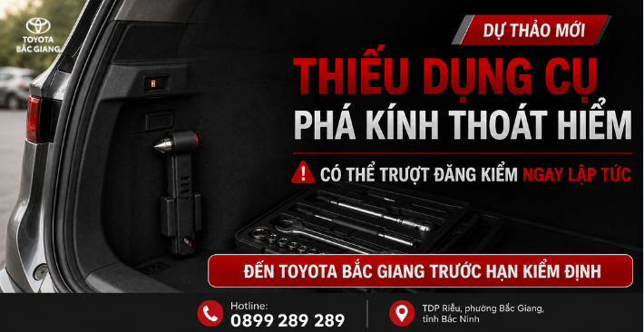 XE THIẾU DỤNG CỤ PHÁ KÍNH THOÁT HIỂM CÓ THỂ BỊ TRƯỢT ĐĂNG KIỂM 